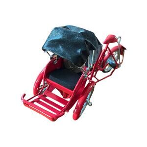 Miniature diecast  Red cycle  rickshaws Vietnam coin handcrafted